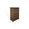 Homeroots 32" Brown Solid Wood Five Drawer Chest 524608 - alternate 5