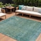 Homeroots 9' X 12' Teal Blue And Ivory Abstract Washable Indoor Outdoor Area Rug 631105 - alternate 1