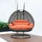 Leisuremod Beige Wicker Hanging 2 person Egg Swing Chair with Orange Cushions ESCBG-57OR - alternate 5