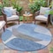 Homeroots 8' Denim Blue And Gray Round Abstract Washable Indoor Outdoor Area Rug 632151 - alternate 7