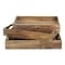 Homeroots 19in Brown Rectangular Wood Handmade Tray With Handles 483316 - alternate 6