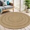 Homeroots 3' Natural And Brown Round Handmade Indoor Outdoor Area Rug 552466 - alternate 5