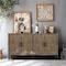Homeroots 60" Natural and Brown Distressed Carved Geometric Sideboard with Four Doors 568408 - alternate 9