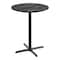 Flash Furniture Commercial 36" Black Faux Marble HPL Tabletop - Black Bar Height X Base ST-RD36-BKMAR-T3030B-GG - alternate 1