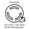 Leviton Locking Receptacle, Non-NEMA, 10/15 A, 125/250V AC, Single Phase, 2 Pole, Flush Mount, Black 7582-G - alternate 2