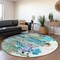 Homeroots 8' Teal Blue Ivory And Gold Round Abstract Washable Indoor Outdoor Area Rug 643561 - alternate 4
