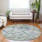 Homeroots 8' Artichoke Green Denim Blue And Silver Round Floral Washable Indoor Outdoor Area Rug 588854 - alternate 8