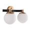 Jonathan Y Modernist Globe 15.25" 2-Light Metal/Frosted Glass Modern Contemporary LED Vanity, Brass Gold/Black JYL3541A - alternate 7