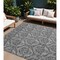 Homeroots 9' X 12' Gray Damask Washable Non Skid Indoor Outdoor Area Rug 563878 - alternate 1