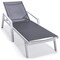 Leisuremod Marlin White Aluminum Patio Chaise Lounge Chair With Arms & Square Fire Pit Table, Black MLAWCF21-77BL - alternate 7
