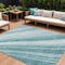 Homeroots 8' X 10' Teal Blue Turquoise And Aqua Striped Washable Indoor Outdoor Area Rug 615016 - alternate 1