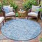 Homeroots 8' Blue And Silver Round Patchwork Washable Indoor Outdoor Area Rug 631421 - alternate 5