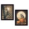 Homeroots Set Of Two Autumn Owls Black Framed Print Wall Art, 2PK 405893 - alternate 1