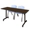 Regency Kobe Mobile T-Base Training Table W/ 2 M Stack Chairs, 60 in W, 24 in L, Neo Walnut MKTRCC6024NW47GY - alternate 1