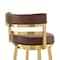 Homeroots 26" Coffee and Gold Faux Leather and Stainless Steel Low Back Counter Height Swivel Bar Chair 569166 - alternate 8
