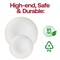 Smarty Had A Party 10.25" White with Gold Rim Organic Round Disposable Plastic Dinner Plates (120 Plates), 120PK 930WHG-CASE - alternate 8