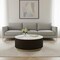 Homeroots 35" White Espresso and Gold Faux Marble Solid Wood and Steel Round Drum Coffee Table 714207 - alternate 4