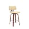 Homeroots 26" Cream And Wood Brown Faux Leather Swivel Low Back Counter Height Bar Chair 534431 - alternate 7