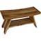 Homeroots 35" Teak Rectangular Shower Outdoor Bench With Shelf In Natural Finish 376730 - alternate 3