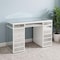 Homeroots 51" White Wood Mirrored Glass And Clear Glass Thirteen Drawer Vanity Table 632735 - alternate 1