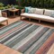 Homeroots 8' X 10' Pale Aqua Copper And Taupe Striped Washable Indoor Outdoor Area Rug 618265 - alternate 1