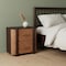 Homeroots 20" Espresso And Mocha Solid Wood Woven Texture One Drawer Nightstand 722553 - alternate 3