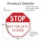 Signmission Stop Wait for Gate to Open, 10 Inch X 10 Inch, Vinyl Decal OC-D-10-314 - alternate 3