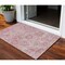 Homeroots 3' X 5' Pink And Gray Damask Washable Indoor Outdoor Area Rug 603779 - alternate 1
