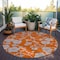 Homeroots 8' Orange And Gray Round Floral Washable Indoor Outdoor Area Rug 600032 - alternate 7