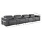 Homeroots 166" Dark Gray Top Grain Leather Reclining Metal USB Sofa 720376 - alternate 7