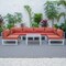 Leisuremod Chelsea 7-Piece Patio Sectional And Coffee Table Set Weathered Grey Aluminum With Orange Cushions CSTWGR-7OR - alternate 5