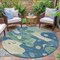 Homeroots 8' Teal Blue Ivory And Beige Round Abstract Washable Indoor Outdoor Area Rug 630611 - alternate 4