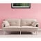 Homeroots 85" Beige Polyester Blend Convertible Futon Sleeper Sofa And Toss Pillows With Silver Legs 544952 - alternate 8