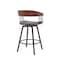 Homeroots 27" Gray and Black Faux Leather with Metal Swivel Counter Height Bar Chair 534451 - alternate 7