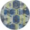 Homeroots 8' Navy Blue Gold And Silver Round Geometric Washable Indoor Outdoor Area Rug 618753 - alternate 6