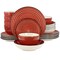 Elama Gia 24 Piece Round Stoneware Dinnerware Set in Red EL-GIA24R - alternate 1