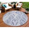 Homeroots 8' Denim Blue And Sky Blue Round Geometric Washable Indoor Outdoor Area Rug 589214 - alternate 1