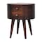 Homeroots 21" Brown Solid Wood Round Two Drawer Nightstand 651852 - alternate 7