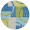 Homeroots 8' Denim Blue And Lime Green Round Geometric Washable Indoor Outdoor Area Rug 612577 - alternate 7