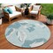 Homeroots 8' Teal Blue Aqua And Ivory Round Floral Washable Indoor Outdoor Area Rug 589574 - alternate 1