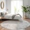 Homeroots 8' Gray Charcoal And Silver Round Floral Washable Indoor Outdoor Area Rug 583138 - alternate 9