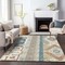 Homeroots 9' X 12' Ivory Blue And Brown Aztec Washable Indoor Outdoor Area Rug 598470 - alternate 7