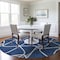 Homeroots 8' Blue And Ivory Round Geometric Washable Indoor Outdoor Area Rug 612865 - alternate 7