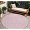 Homeroots 8' Pink And Ivory Round Geometric Washable Indoor Outdoor Area Rug 595585 - alternate 1