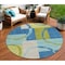 Homeroots 8' Denim Blue And Lime Green Round Geometric Washable Indoor Outdoor Area Rug 612577 - alternate 1
