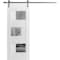 Vdomdoors Modern Barn Door Opaque Glass Sete 6999 White Silk with Mirror 6.6FT Rail Track Heavy Hardware Set SETE6999BD-S-WS-2884 - alternate 1