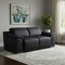 Homeroots 76in Black and Silver Italian Leather Power Reclining Loveseat 720514 - alternate 8