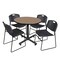 Regency Round Kobe Breakroom Table W/ 4 Zeng Stack Chairs, 36 in W, 36 in L, Noble Oak TKB36RNDNO44BK - alternate 1