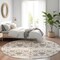 Homeroots 8' Ivory Brown And Gray Round Floral Washable Indoor Outdoor Area Rug 605427 - alternate 8