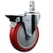 Service Caster 5'' Red Polyurethane Wheel Swivel 3/4'' Square Stem Caster with Brake SCC-SQ20S514-PPUB-RED-PLB-34 - alternate 1